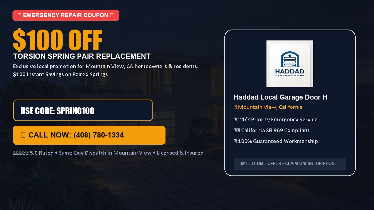$100 OFF Heavy-Duty Torsion Spring Pair Replacement in Mountain View, CA
